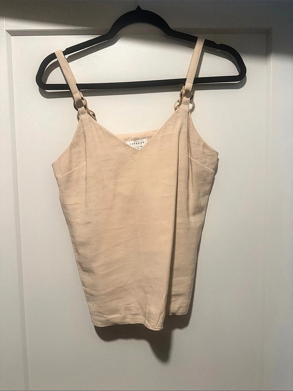 Topshop V-Neck Camisole in Beige Size 4